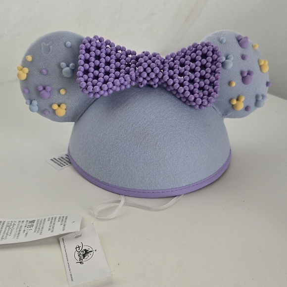 NWT Disney Parks Ears Hat Minnie Mouse Ears Purple Beaded Bow - Picture 1 of 11